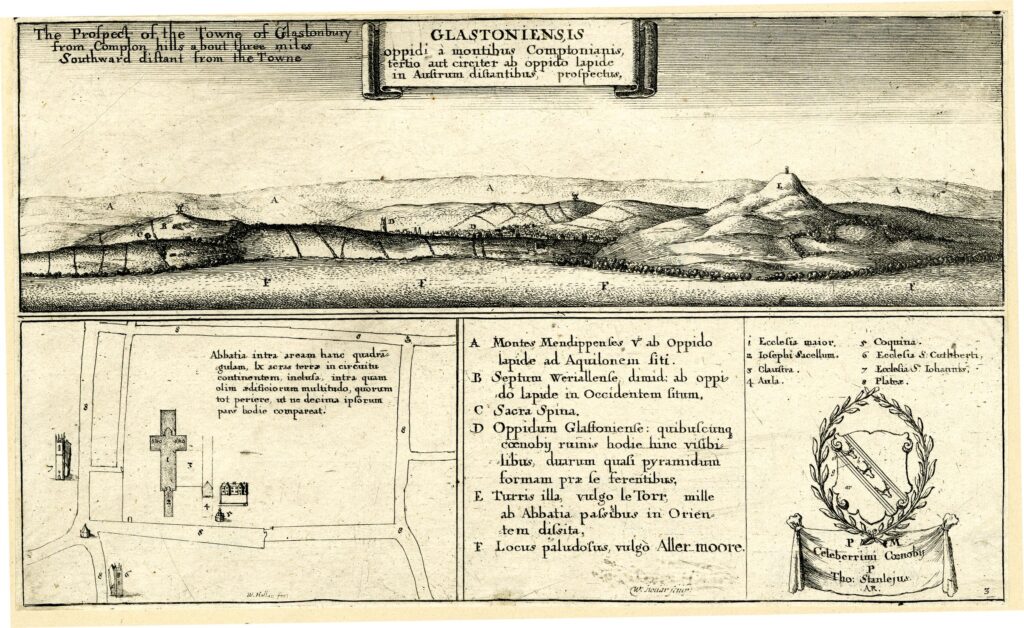 1655 print of Glastonbury Tor