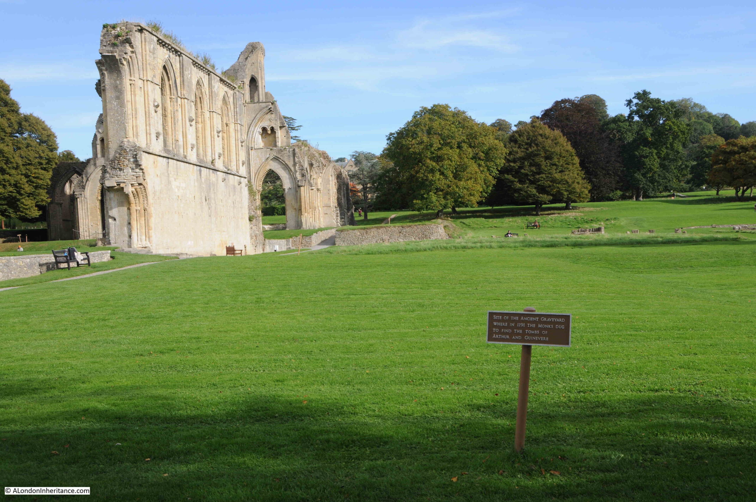 Site of grave of King Arthur at Glastonbury Abbey