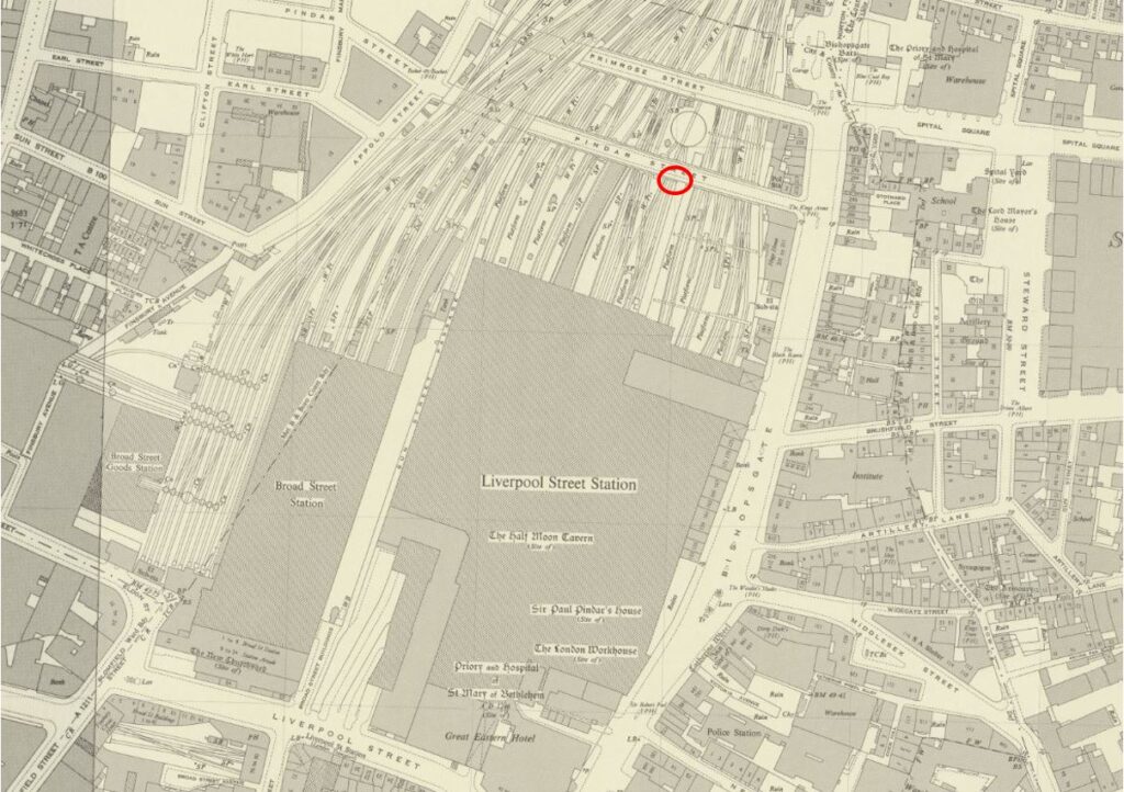 Old map of Liverpool Street Station